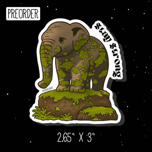 Stay Strong Cambodia Khmer Cambodian Elephant English Language Nature Vinyl Sticker Preorder