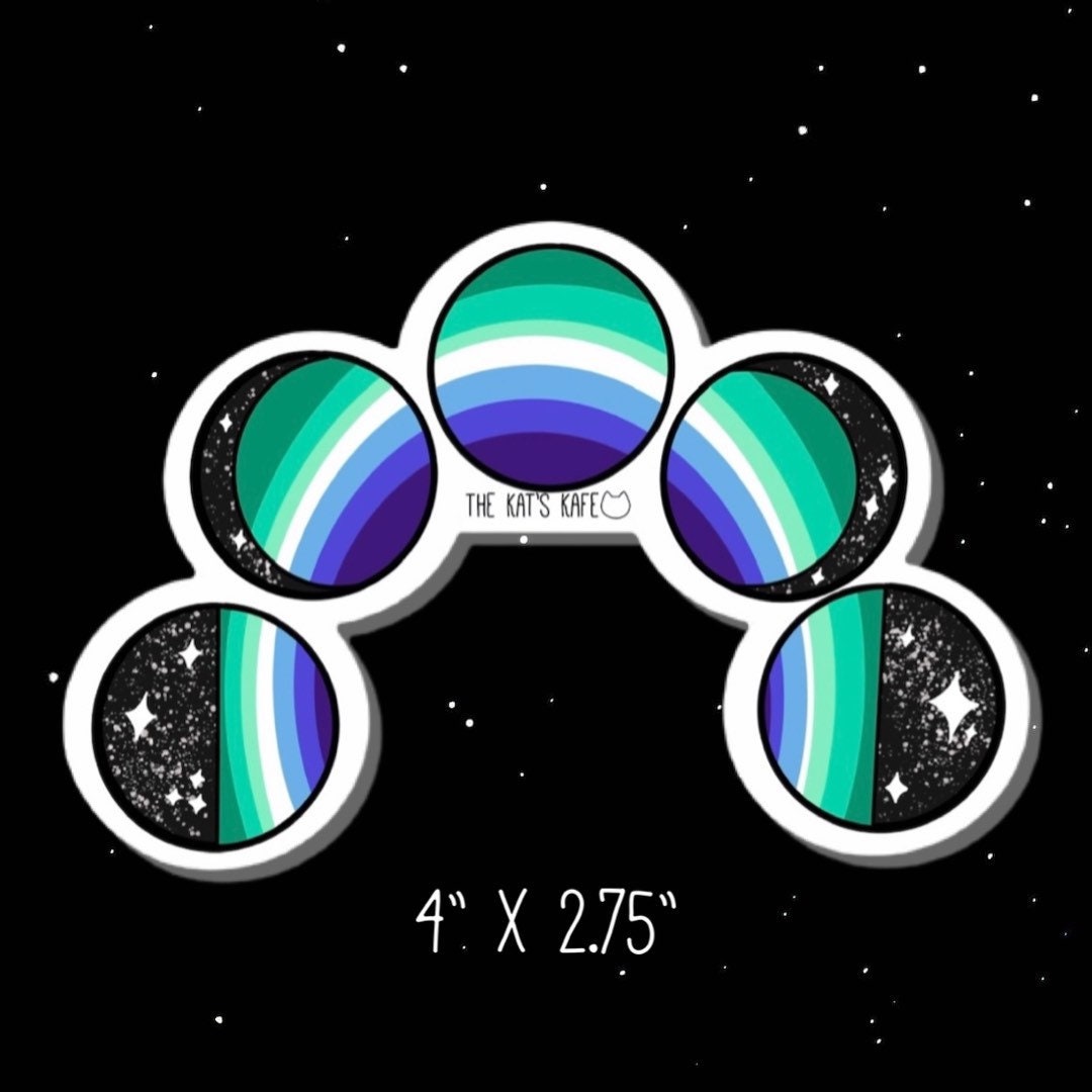 Gay Men Pride, Vinyl Stickers, LGBTQ Pride Stickers, 4” x 2”, Witchy, Moon Art, Planner Stickers, Stickers For Hydro Flask